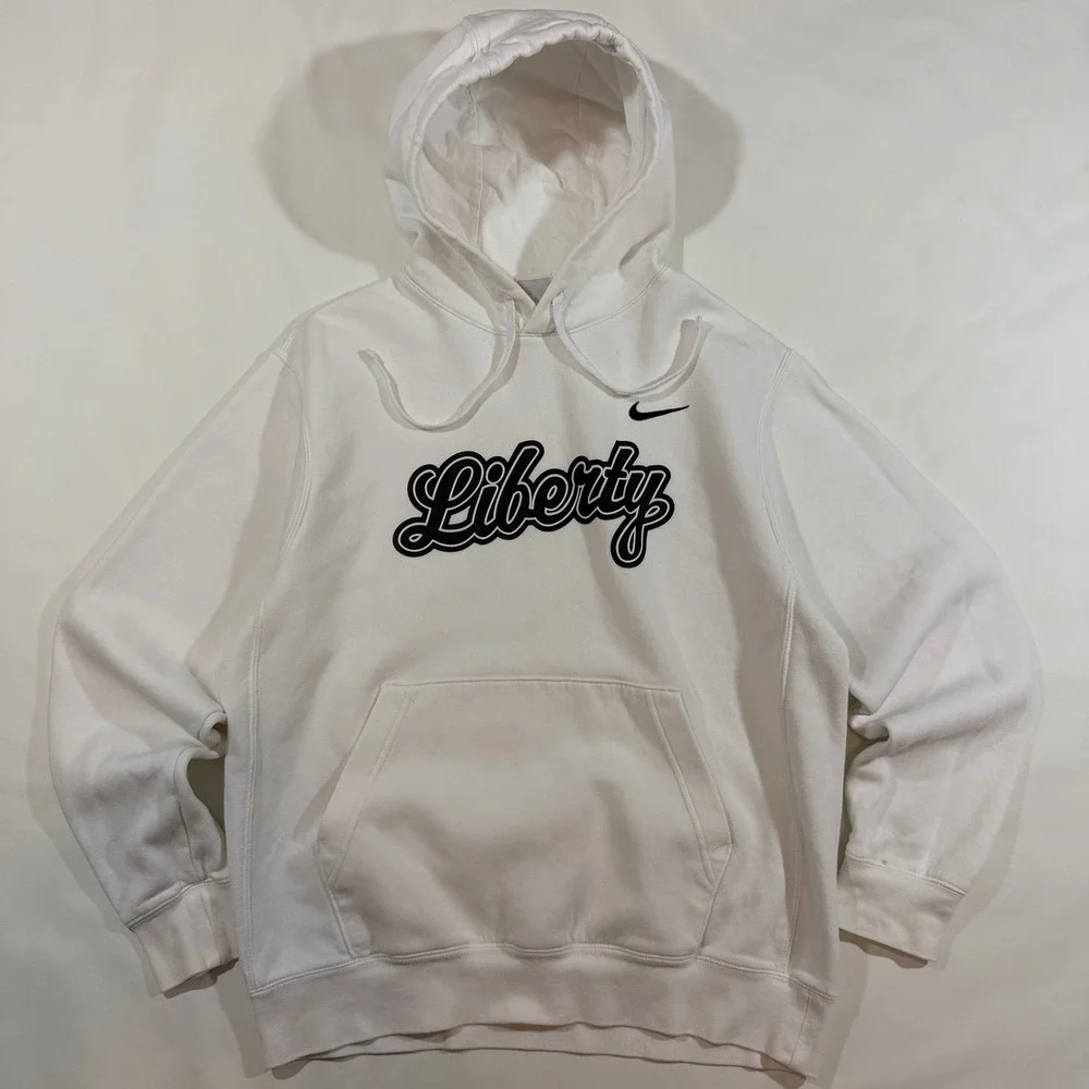 Nike Liberty University Hoodie Men Medium White Good LU Flames CJ1611-100